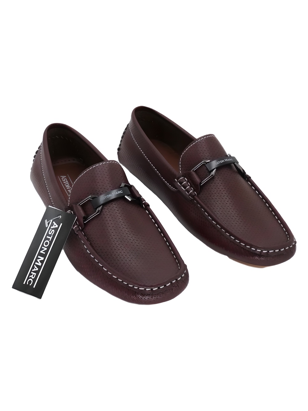 Aston Marc Mens Charter Driving Shoe Maroon Loafers Size 8M
